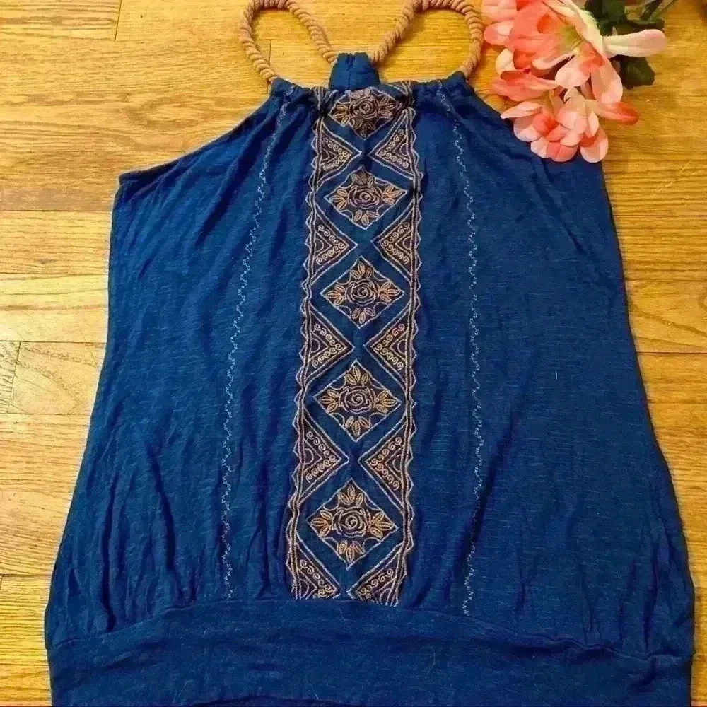 Embroidered halter top